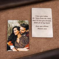 Metal Crafts Personalized Wallet Card Holder | Custom Photo & Text, Back Engraved, Valentine's Day Gift for Parents One Size sidabras