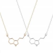 Personalized Custom Metal Alloy 3D Design Caffeine Serotonin Acetylcholine Dopamine Molecule Structure Chemical Necklace Jewelry geltona