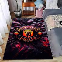 Manchester United Logo Carpet, Red and Black Swirl Design Rug Suitable for use as an anti-slip for living room bedroom sofas 40x60cm( 15x23in )