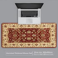 Gaming Mouse Pad Large Desk Mat Antislip Stitched Edges Vintage Red Persian Rug Print Keyboard Mat for Gamers 300x800x2mm