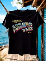 Greetings From Asbury Park NJ Retro Music Graphic Tshirt ... S įvairiaspalvis