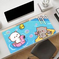 Cartoon PPeachy Cat GGomaS Mouse Pad Nonslip Rubber Gamer Balance Computer Mat Decoracion Deskmat Laptop Office Large SBD400x800x2mm