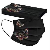 10pcs Colorful Butterfly Print Disposable Face Mask Black Three-layer Anti Dust Mask Non-woven Fabric Skin Friendly