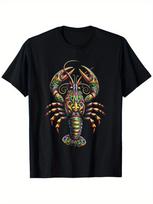 Vintage Graphic 100 Cotton TShirt Colorful Lobster Art Summer M
