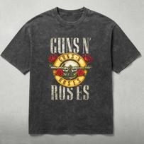 Vintage Guns N' Roses Men's T-Shirt Washed Distressed Rock Band Tee Streetwear 2XL