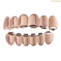 K1AE Comfortable Copper Grillzs for Celebration and Event Unisex Teeth Accessories rožinio aukso spalvos