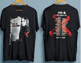 Vintage Avril Lavigne Tour Double-sided Men T-shirt Black Tee S-5XL S
