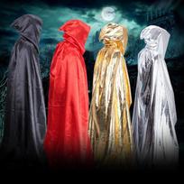 Adult Halloween Cosplay Grim Reaper Cloak: Black Wizard Robe & Vampire Cape Small sidabras