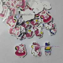 Wooden Cartoon Unicorn Pegasi Buttons - 50 Pieces for DIY Decoration