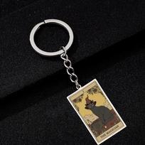Rider-Waite Tarot Cards Major Arcana Cat Keychain – Retro Oil Painting on Stainless Steel