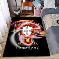 Portugal Football FPF Themed Carpet with Swirl Design - Black Background Suitable for use as an anti-slip for living room bedroom sofas 40x60cm( 15x23in )