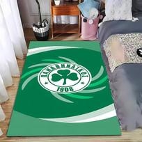 Žalias kilimas su Panathinaikos dobilo logotipu 1908, Sportinis dekoratyvinis kilimas Tinka naudoti kaip neslystantis kilimas svetainės miegamojo sofoms 40x60cm( 15x23in )