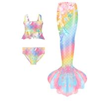 Undinėlės maudymosi kostiumas mergaitėms - Žuvies uodegos pasirodymo kostiumas, Naujas tėvų ir vaikų bikini komplektas iš BESMORLE 140 white