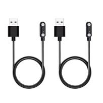2 vnt. Universalus išmaniojo laikrodžio įkroviklis, 2 kontaktų 4 mm magnetinis USB įkrovimo laidas, Universalus pakaitinis įkrovimo laidas išmaniajam laikrodžiui ir fitneso sekikliui juoda