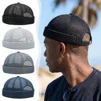 Summer Mesh Melon Skin Hat Breathable Ultra-Light Adjustable Brimless Hip Hop Cap UV Protection Outdoor Hat juoda