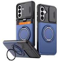For Samsung Galaxy A57 A56 AA55 A37 A36 A35 A27 A26 A17 A16 A15 A07 Case with Card Holder & Kickstand & Slide Camera Lens Cover For Galaxy A06 mėlyna