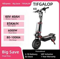 TifgalopK8 Elektrinis paspirtukas 6000W 60V38Ah li-jonų baterija 12 colių visureigio padangos Sulankstomi elektriniai paspirtukai su sėdyne K8 6000W60V40AH-YY