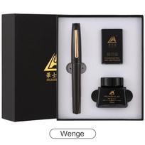 Luxury 24K Gold Plated Fountain Pen Set 0.7mm Nibs Pure Wood Rotating Cap 30ml Ink Holiday Gifts Office Supplies (Wenge,F) wenge spalva
