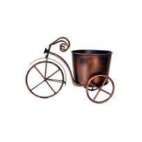 Vintage Style Metal Tricycle Plant Pot Holder Indoor Outdoor Decorative Flower Pot Stand Rustic Iron Frame with Round Container for Garden Patio Home One Size