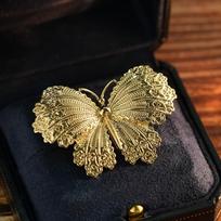 Bo Xin Yun Vintage Cloisonné Butterfly Brooch - Minimalist Antique Jewelry Lapel Pin