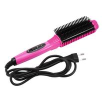 Fashion Multifunctional 2-in-1 Auto Electric Hair Comb Curler/Straightener EU rožinė