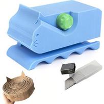 Cardboard Cutter for Cat Scratchers with 6pcs Blade,3D Printed Card Board Cutter Kids DIY Cat Scratchers Cardboard Strip Tool Machine for Cat Lovers mėlyna