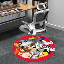 1 vnt. Looney Tunes biuro apvalus kilimas, miegamojo svetainės namų dekoras, kambario dekoras, biuras a1016157 120cm by 120cm gray