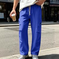 Men's Loose Fit Cargo Sweatpants Drawstring Waist Multi-Color Casual Jogger Pants S mėlyna