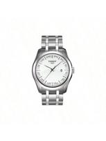 Tissot men's watch, featuring quartz movement, 100m water resistance, and stainless steel strap. Model: T035.410.11.031.00