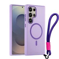 Lanyard Magnetic Matte Candy Wrist Strap Phone Cases For For Samsung Galaxy S24 S25 Ultra Plus S24 FE For Magsafe Shockproof Cover For S24