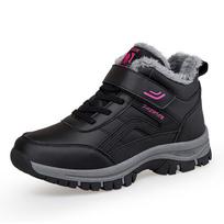 High Quality Women's Snow Boots with Fur Non-slip Warm Ankle Boots Plush Outdoor Leather Unisex Hiking Boots Winter Botas Mujer 36 juoda