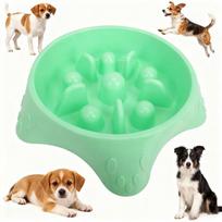 Pet Slow Feeder Bowl,Anti-Choking Durable Easy Clean Safe for Dry Wet Food,Universal Slow Eating Bowl for Cats Dogs Pet Supplies žalia