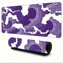 Purple and white waves Art Desk Mat Large Gaming Mouse Pad Nonslip Rubber Base Stitched Edge Keyboard Pads PC for Office Decor 300x800x2mm