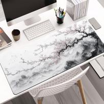 Snow Mountains Sakura Desk Mat Large Gaming Mouse Pad Nonslip Rubber Base Stitched Edge Keyboard Pads PC Table for Office Decor SBD400x800x2mm