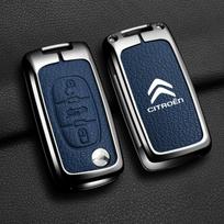 BCNR3 Metalinė Odinė Automobilio Atsidengianti Raktų Dėklas Dangtelis Apsauginis Korpusas Pakabukas Raktų Grandinėlė Citroen C2 C3 C4 C5 C6 C8 Xsara Picasso Berlingo black