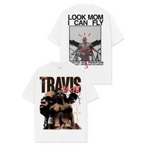 2026 m. Pavasaris_Vasara Retro Hip Hop Travis Scott Spausdinti Amerikietiški Apvalios Kaklo Vyriški ir Moteriški Retro Vintage Viršutiniai Drabužiai Gotikiniai Medvilniniai Oversized T-shirtai 4XL white