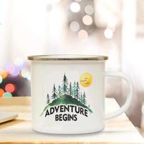 Adventure Camping Mugs Campfire Cup with Forest Print Enamel Camping Cups Outdoor Campervan Coffee Handle Mug Camper Best Gifts 360ml