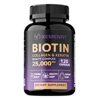 Biotin, collagen, and keratin beauty capsules support healthy hair, skin, and nails. 120