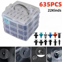 635PCS Car Plastic Fasteners: Door Trim/Bumper/Fender Flare/Grille Retainers, Radiator Cover Clips, 45 Tools