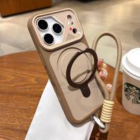 Wrist Strap Metal Ring Bracket For Magsafe Case For iPhone 17 Air 16 15 14 13 12 11 Pro Max Plus Matte Armor Stand Holder Cover For iPhone 11