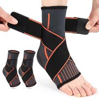 Nylon Compression Ankle Brace - Elastic, Breathable Support for Basketball & Badminton Black Orange L (Shoe Size 38-41)