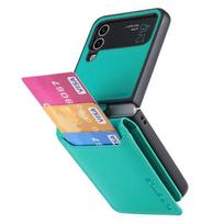 Samsung Z Flip 4 Zflip4 Apsauga nuo kritimų Kortelių laikiklis Odinis dėklas Samsung Galaxy Z Flip 4 Flip4 5g Mobiliojo telefono krepšio dangtelis for samsung z flip 4 žalia