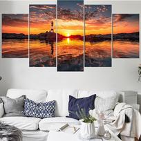 5 dalių sienų meno drobės tapyba Švyturys per saulėlydį Gamtos kraštovaizdis Plakatas Modulinis paveikslas Modernus miegamojo namų dekoras 20X35 20X45 20X55cm