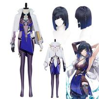 Yelan Cosplay Game  Cosplay Costume Bodysuit Sexy Lovely Uniform Wig Suit Halloween Party Clothing Costumes L-(Suit+Wig)