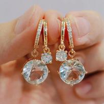 New Korean Trendy Round Crystal Drop Earrings for Women Fashion Zircon Hoop Earring Jewelry Party Accessories auksas