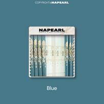 1PC NAPEARL Europos prabangios tuščiavidurės siuvinėtos užuolaidos su plonomis marlės užuolaidomis, skirtos svetainės miegamojo namų dekoravimui Tulle-100x200cm mėlyna