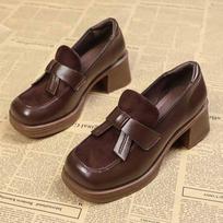 Bow High Heels Woman Loafers Shoes Designer Chunky Fashion Leather Shoes Women 2024 Trend Pumps Winter Dress Mujer Zapatillas 35 ruda