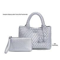 Stylish Handmade Woven Women's Basket Bag: Lightweight, Luxurious, Versatile for Shoulder, Crossbody, or Hand-Held Use. 28x8x19cm sidabras
