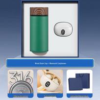 Smart Insulation Cup & LED Bluetooth Earbuds Gift Set