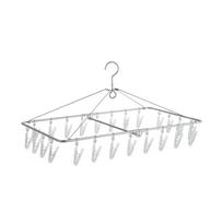 MUJI Aliuminio kvadratas 61 cm pločio x 36 cm 24 drabužių sidabrinis pakabinamas laikiklis, gilus, su spaustukais, 44314517,